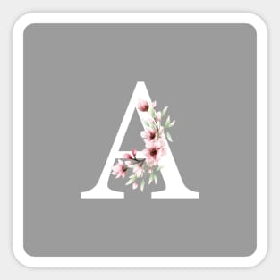 Letter A Monogram With Cherry Blossoms Sticker
